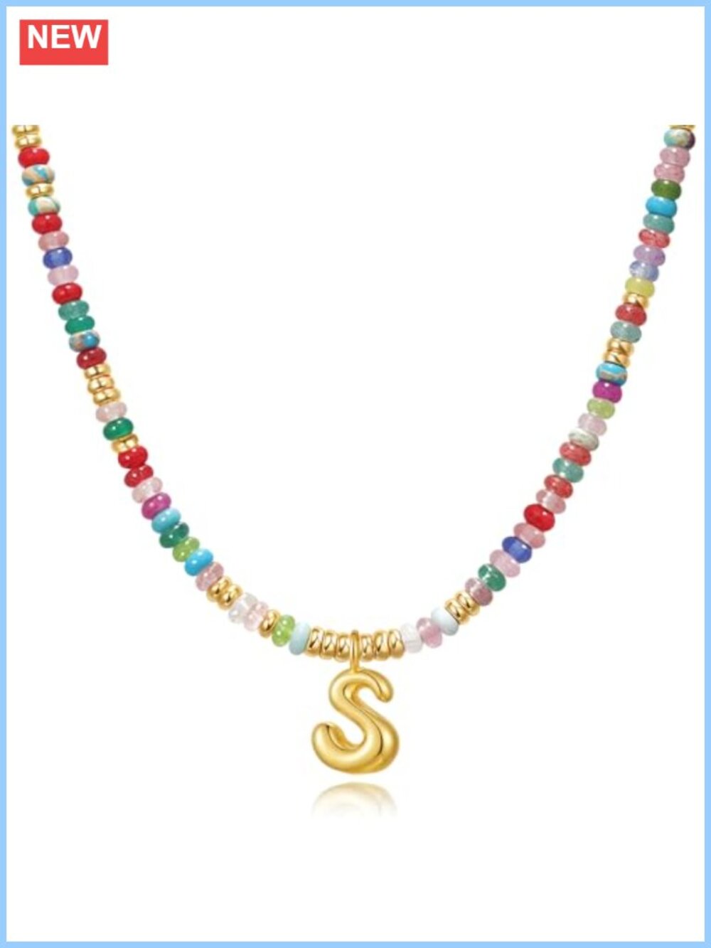 Women's Initial Choker Necklace 14K Gold Plated Bubble Letter Pendant Natural